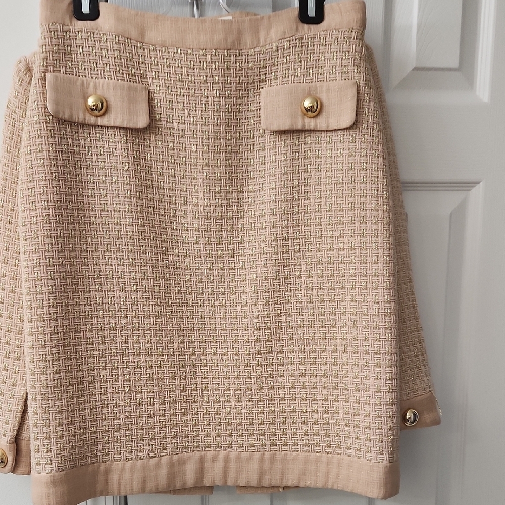 Milly Of New York, Beige Textured Blazer and Skirt Set - Picture 8 of 16